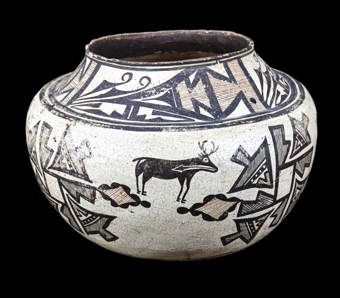 Antique Zuni Pueblo Polychrome Pottery Olla Bowl (1 of 15)