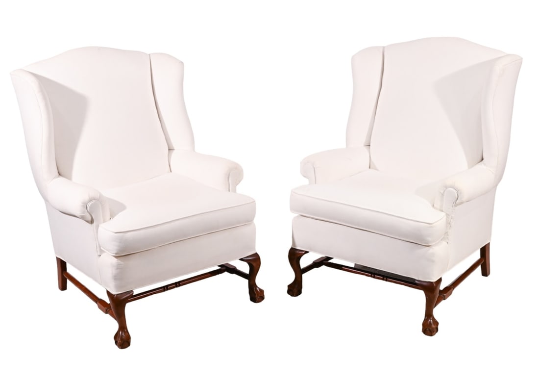 Two Contemporary Upholstered Wingback Chairs (1 of 15)