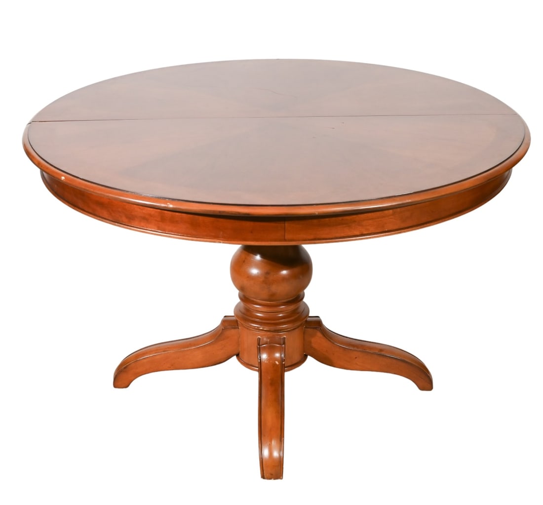 Hooker Furniture Carved Pedestal Round Table: Hooker Furniture Hand Carved Pedestal Round Dining Table with One Leaf.Measures 30 inches x 48 inches x 48 inches.18 inches leaf.