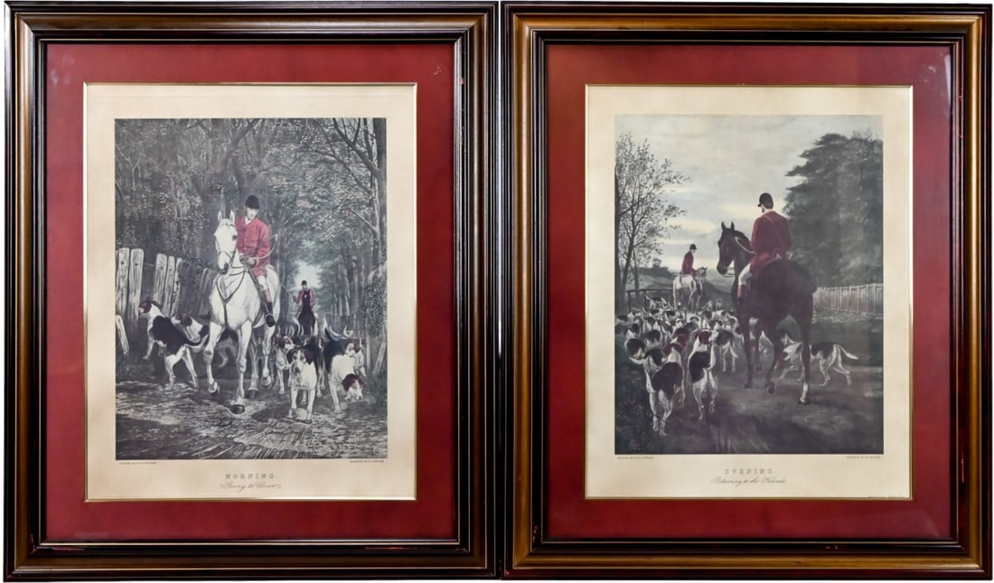 Pair Framed Douglas Hunt Prints Morning & Evening (1 of 18)