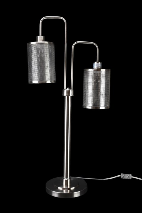 Nickel Tone Modernist Floor Lamp w Pierced Shade (1 of 8)