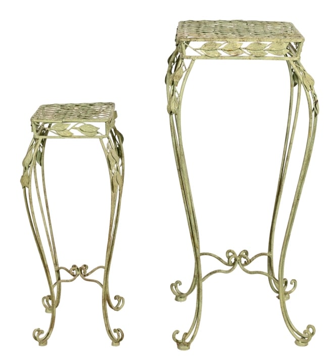 Pair Vintage Wrought Iron Green Plant Stands (1 of 8)