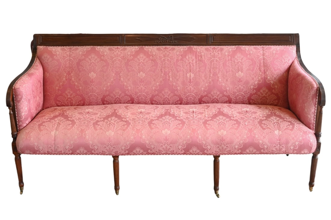 Antique American Federal Carved Upholstered Sofa (1 of 15)