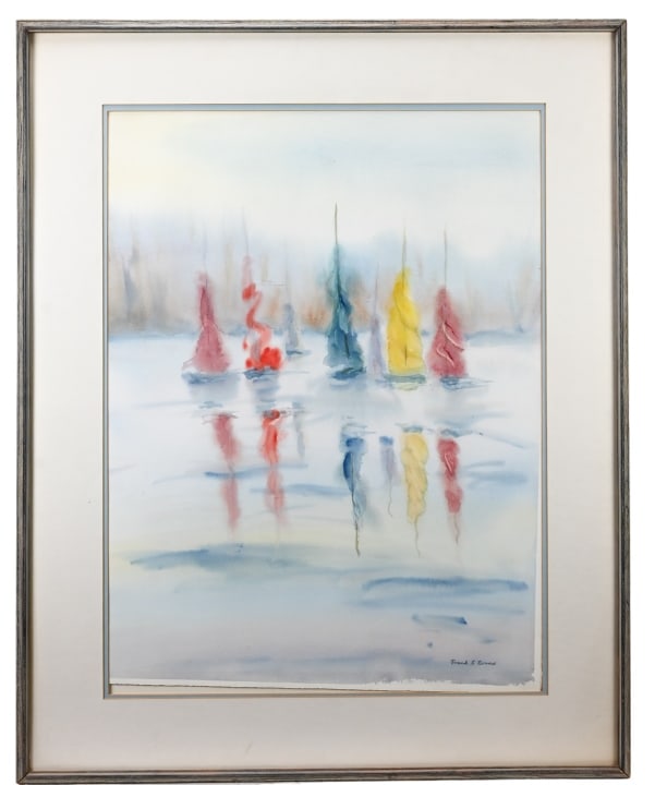 Frank Evans "Sails" Watercolor Painting: Frank Evans "Sails" Watercolor Painting.Measures 36 inches x 29 inches.
