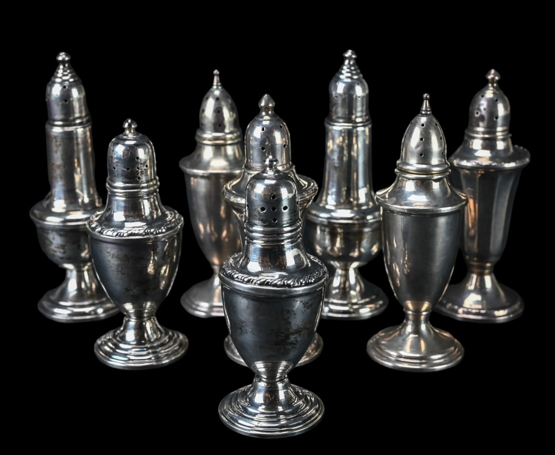 4 Sets Sterling Silver Weighted SP Shakers (1 of 8)