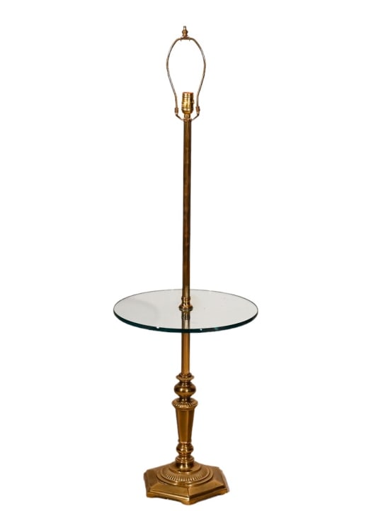 Steiffel Style Brass Standing Lamp w Glass Shelf (1 of 11)