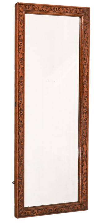 Antique Carved Oak Full Length Beveled Wall Mirror (1 of 12)