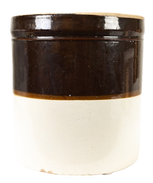 Antique #6 Salt Pottery Crock Brown Stripe (1 of 7)