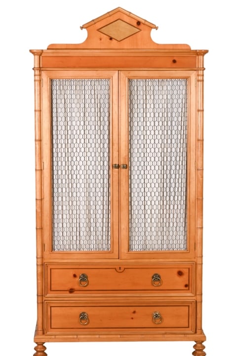 Baker Regency Style Pine Maple Faux Bamboo Armoire (1 of 19)