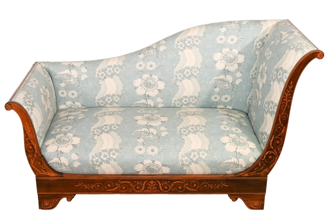 Antique French Carved Upholstered Fainting Couch (1 of 18)