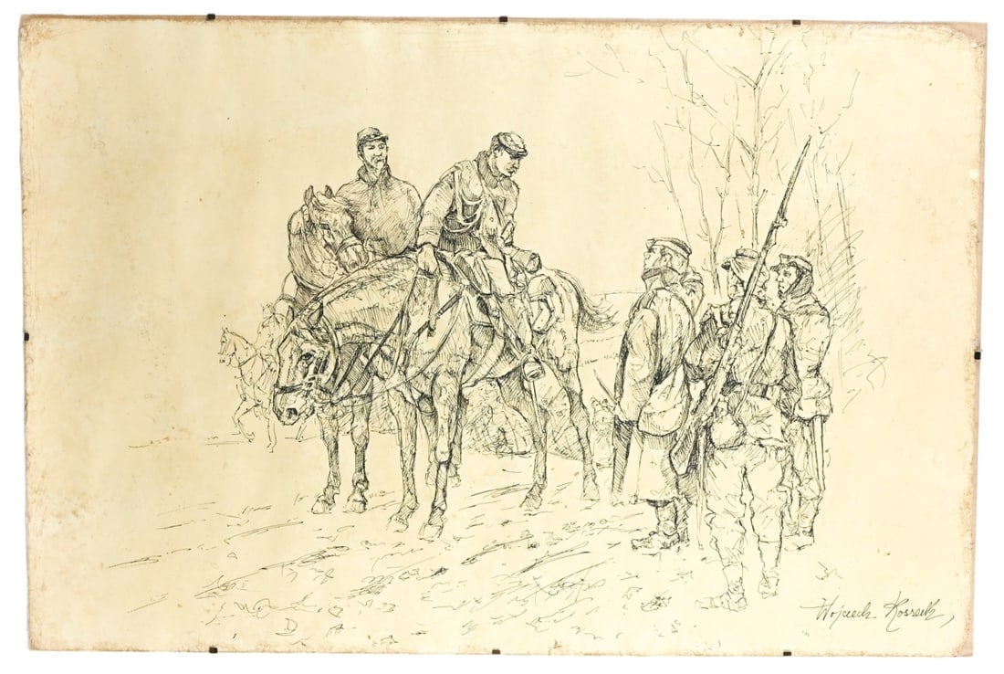 Wojciech H. Kossak Signed Original Ink Drawing (1 of 8)