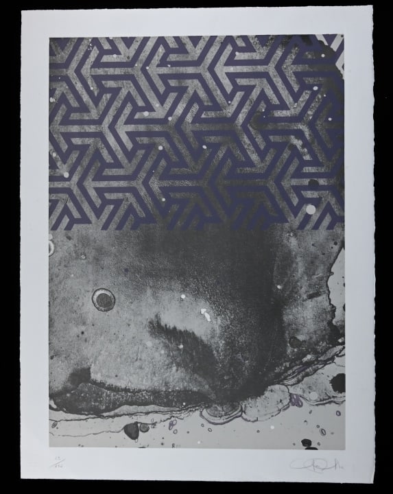 Hong Hao Signed Untitled Pointed Arrows Etching: Hong Hao Signed Untitled Pointed Arrows Etching. Signed and numbered 13/175. Measures 28.5 inches x 21 inches.