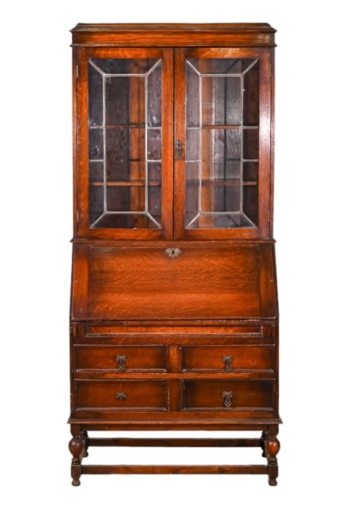 Antique English Jacobean Secretary Desk / Bookcase (1 of 19)