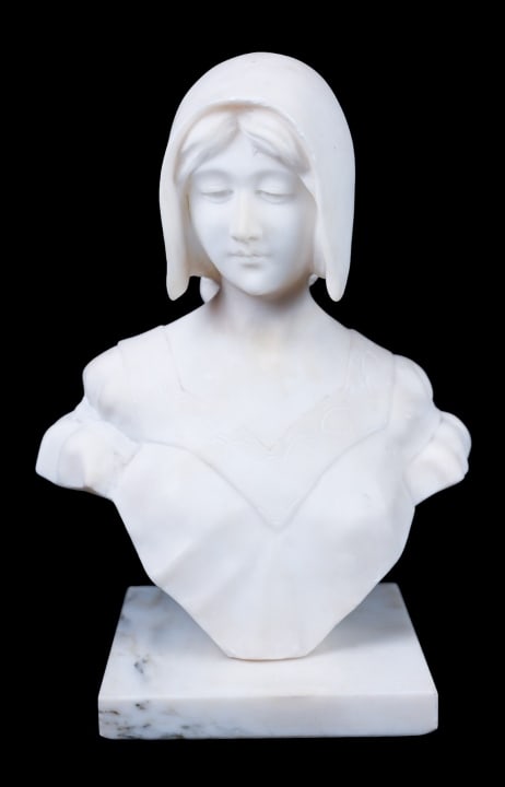 Adolfo Cipriani Alabaster Bust of a Young Woman (1 of 9)