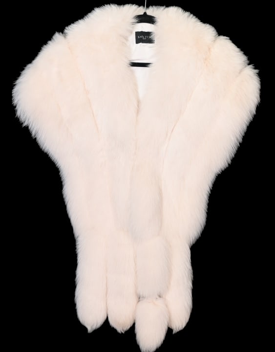 White Fox Fur Stole with Fox Tails (1 of 14)