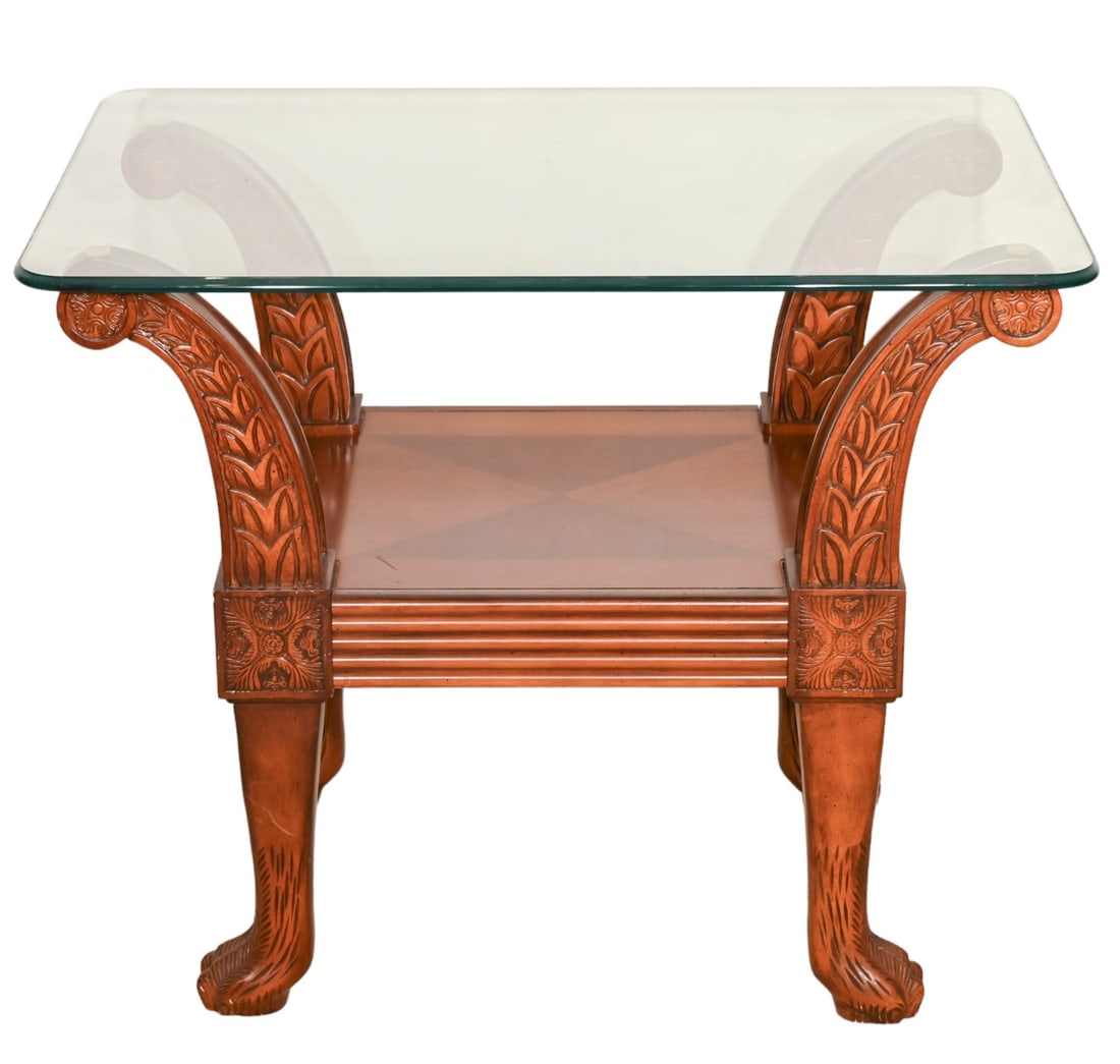 Art Deco Hand Carved Glass Top End Table (1 of 17)