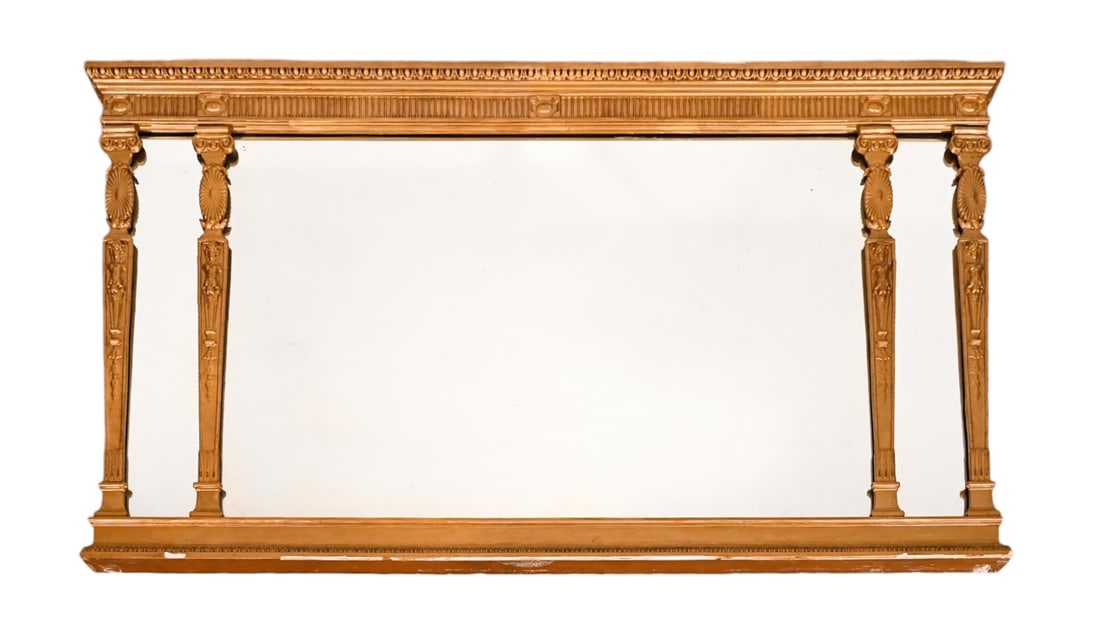 Antique Neo Classical Over Mantle Mirror w Overlay (1 of 9)
