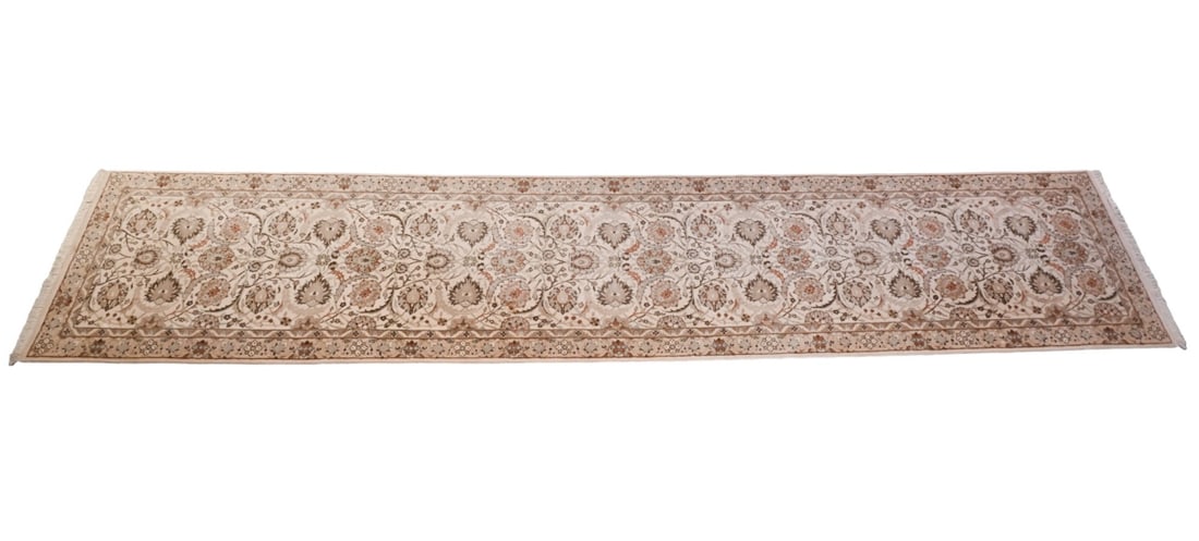 Persian Tabriz Hand Knotted Wool Runner Ivory (1 of 13)