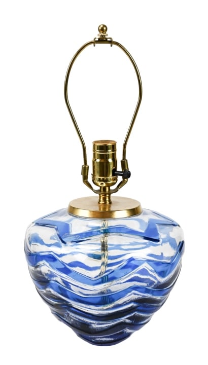 Saint-Louis France Crystal Blue to Clear Lamp (1 of 8)