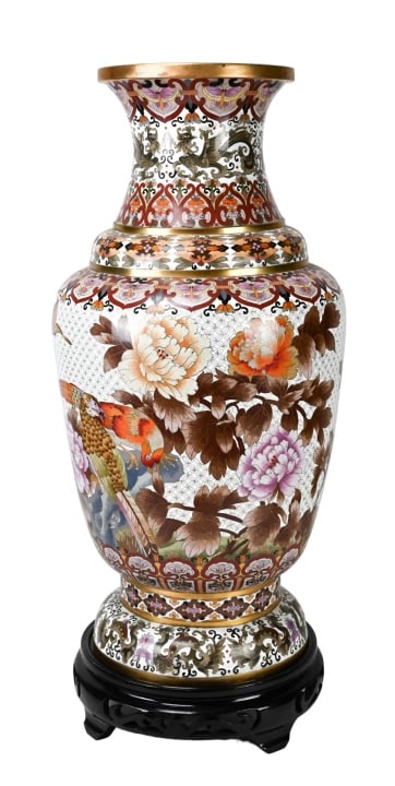Palace Size Chinese Cloissonne Floor Vase w Stand (1 of 9)