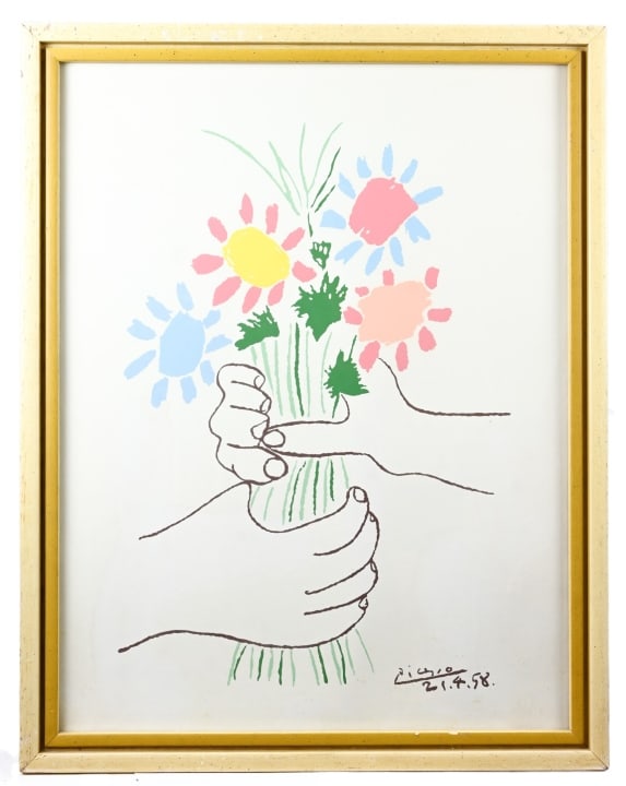Framed Mid C Picasso Bouquet of Peace Poster (1 of 8)