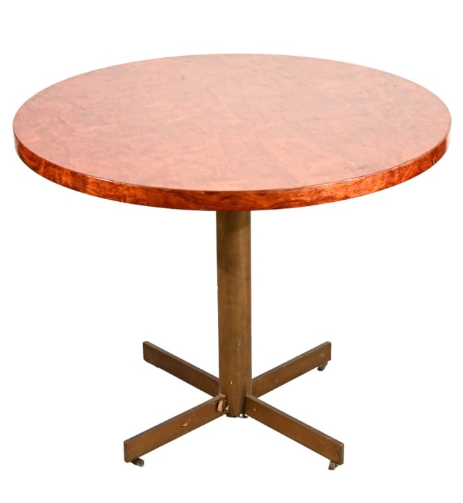 Mid Century Lacquered Round Table w/ Metal Base (1 of 13)