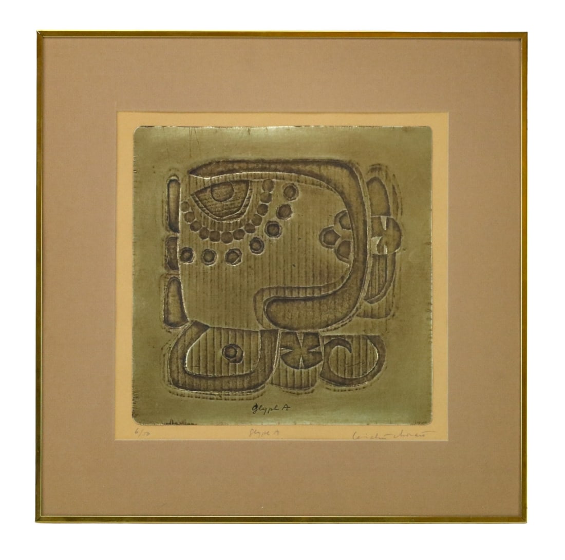 Signed Mayan Glyph A Framed Metallic Artwork (1 of 9)