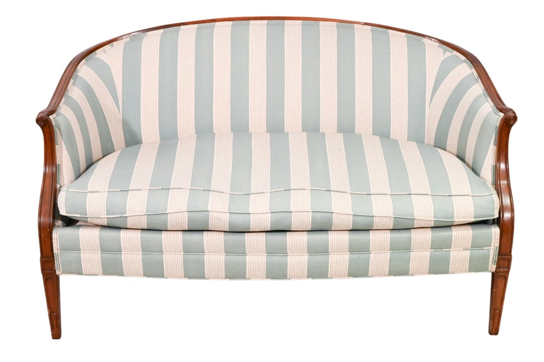 Hepplewhite Style Solid Mahogany Upholstered Sofa (1 of 15)