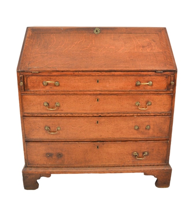 George II Oak Slant Front Desk (1 of 11)