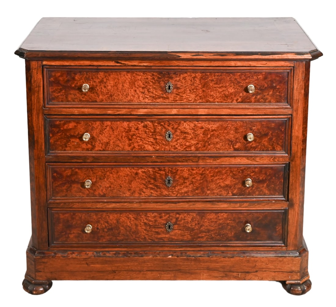 Antique French Carved Burl Wood Chest of Drawers: Antique French Carved Burl Wood Chest of Drawers. Top needs to be refinished.Measures 32 inches x 37 inches x 19 inches.