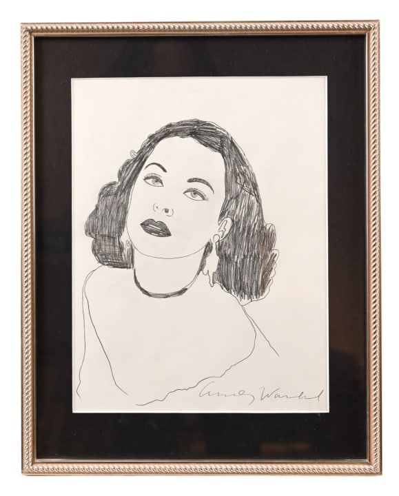 Andy Warhol Signed Graphite Study Titled Hedy (1 of 8)