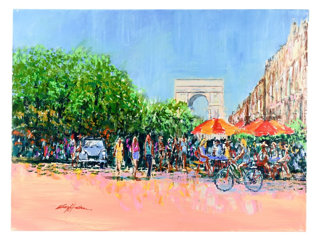 Kerry Hallam Signed Acrylic Painting Champs Elysee (1 of 8)