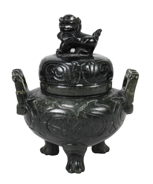 Chinese Soapstone Carved Censor w Foo Dog Finial (1 of 7)