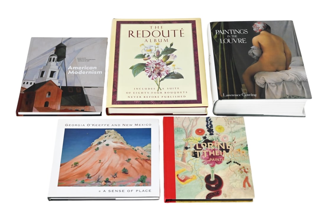 5 20th Century Art & Artist Coffee Table Books: 5 20th Century Art & Artist Hard Cover Coffee Table Books. Includes Redoute, American Modernism, Georgia O'Keefe, Florine Stettheimer, The Louvre. Larger book measures 11 inches x 14 inches.