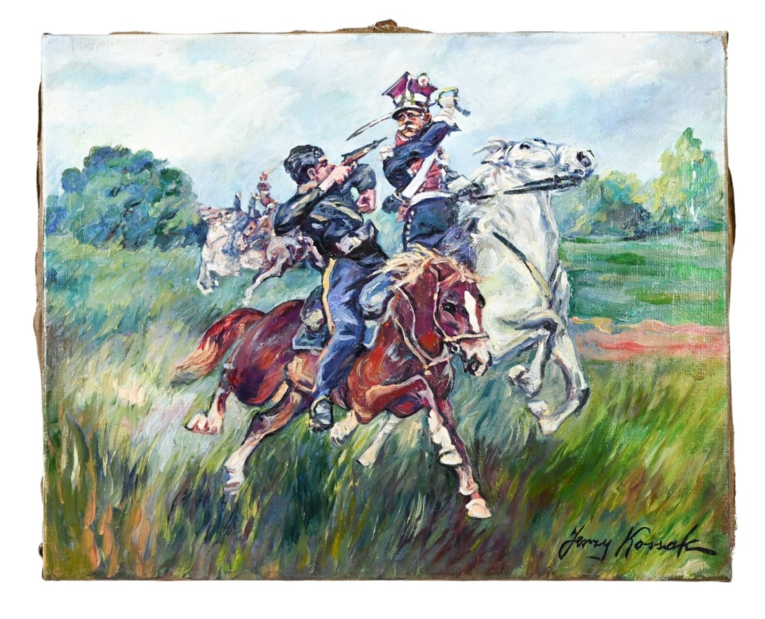 Jerzy Kossak Signed Oil on Canvas Painting (1 of 9)