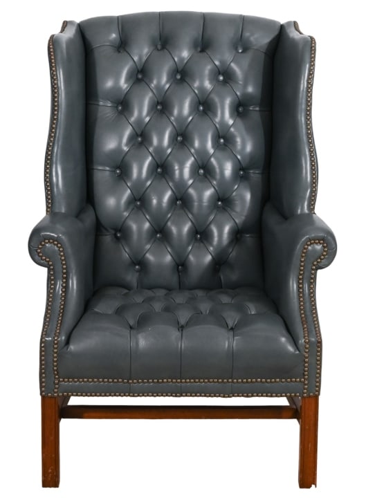 Chesterfield Style Leather Wingback Armchair (1 of 15)