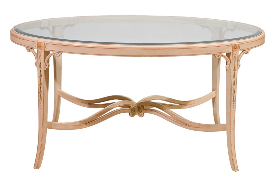 Venetian Carved Painted Glass Top Coffee Table (1 of 11)