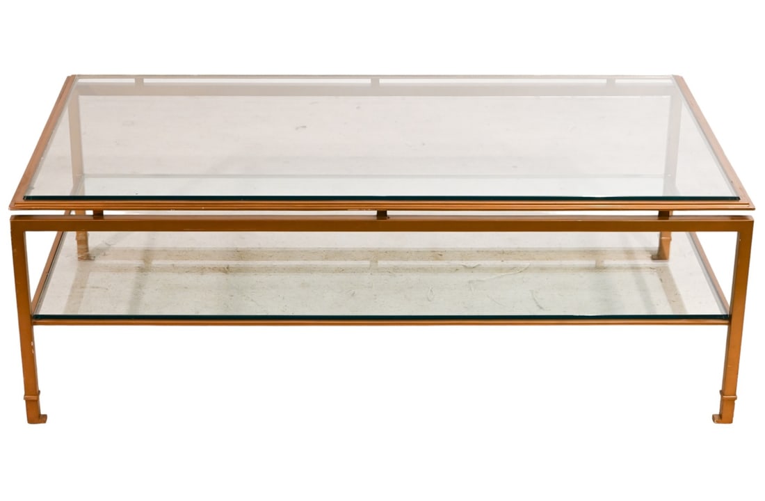 Vintage Double Top Rectangular Glass Coffee Table (1 of 9)