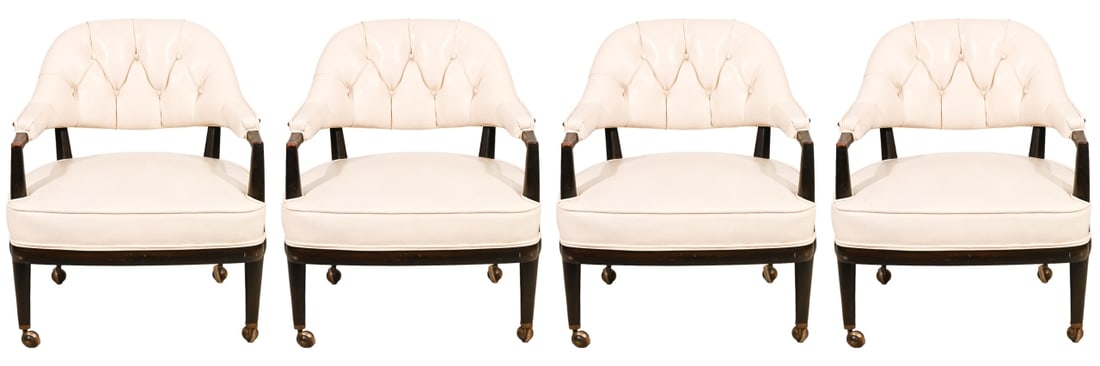 4 Vintage Leather Barrel Back Lounge Chairs (1 of 13)