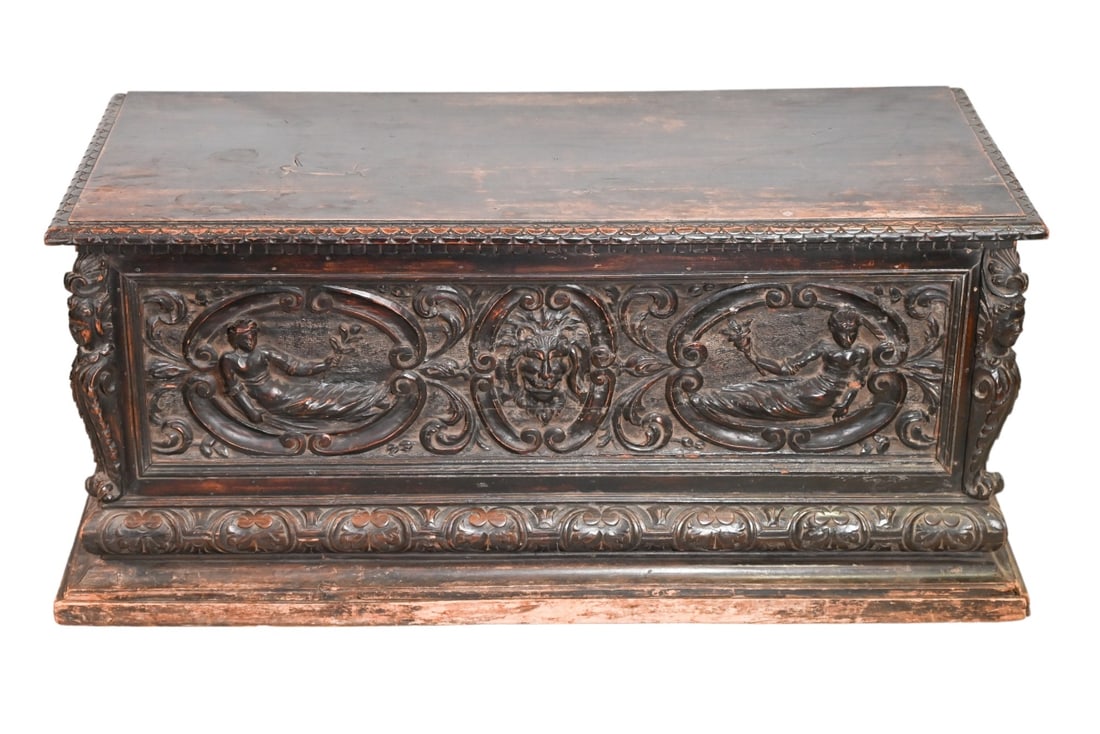 Antique Italian Baroque Style Hand Carved Cassone (1 of 19)