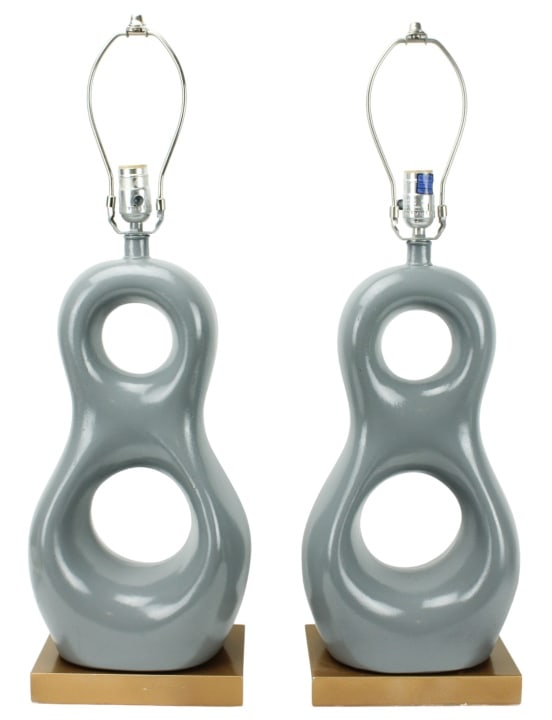Pair Hotel to Home Sculptural Table Lamps w Base (1 of 10)
