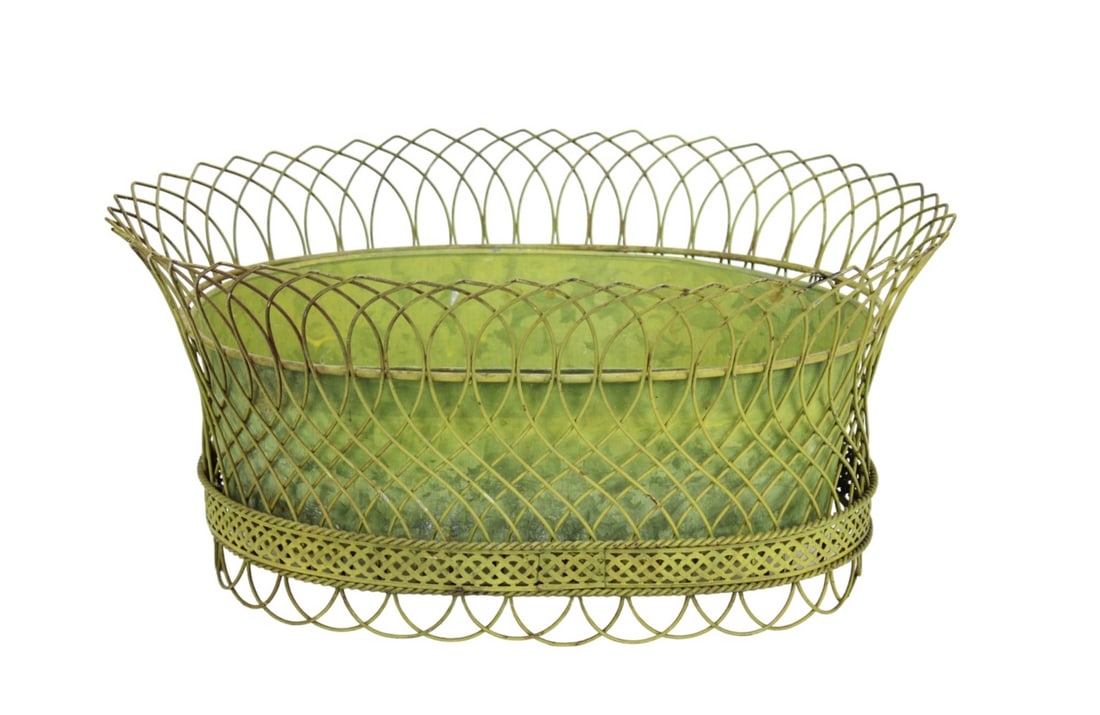 Vintage Wire Planter w Tole Insert (1 of 8)