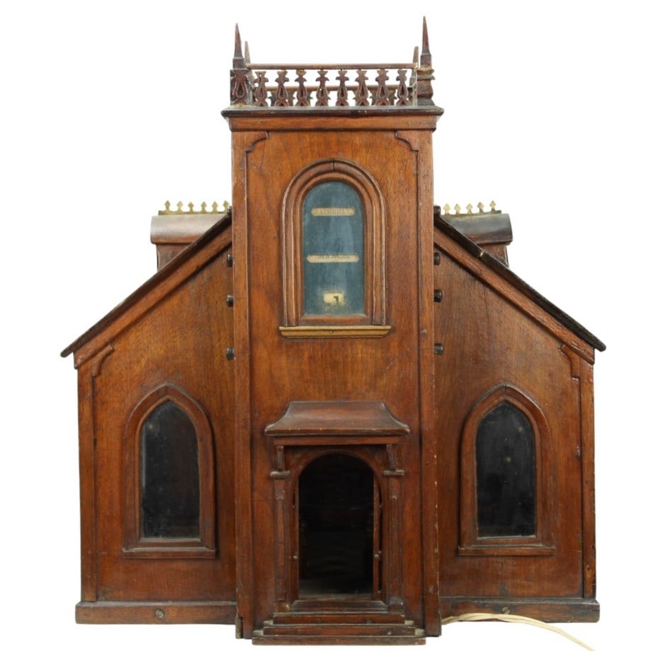 Antique Arts & Crafts Hand Carved Church Model (1 of 10)