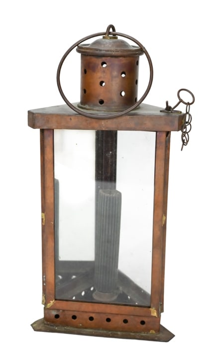 Antique Heavy Copper Triangle Mirrored Lantern (1 of 8)