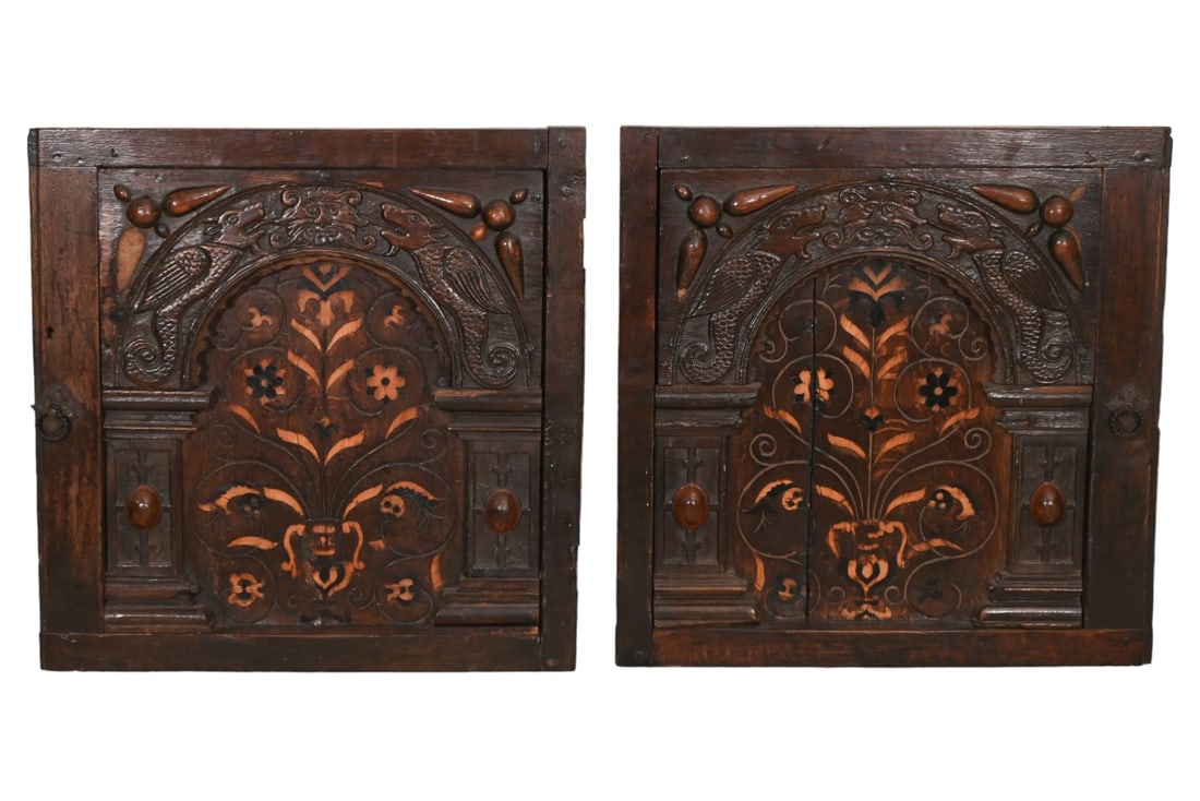 Antique Jacobean Carved Door Panels Salvage (1 of 9)