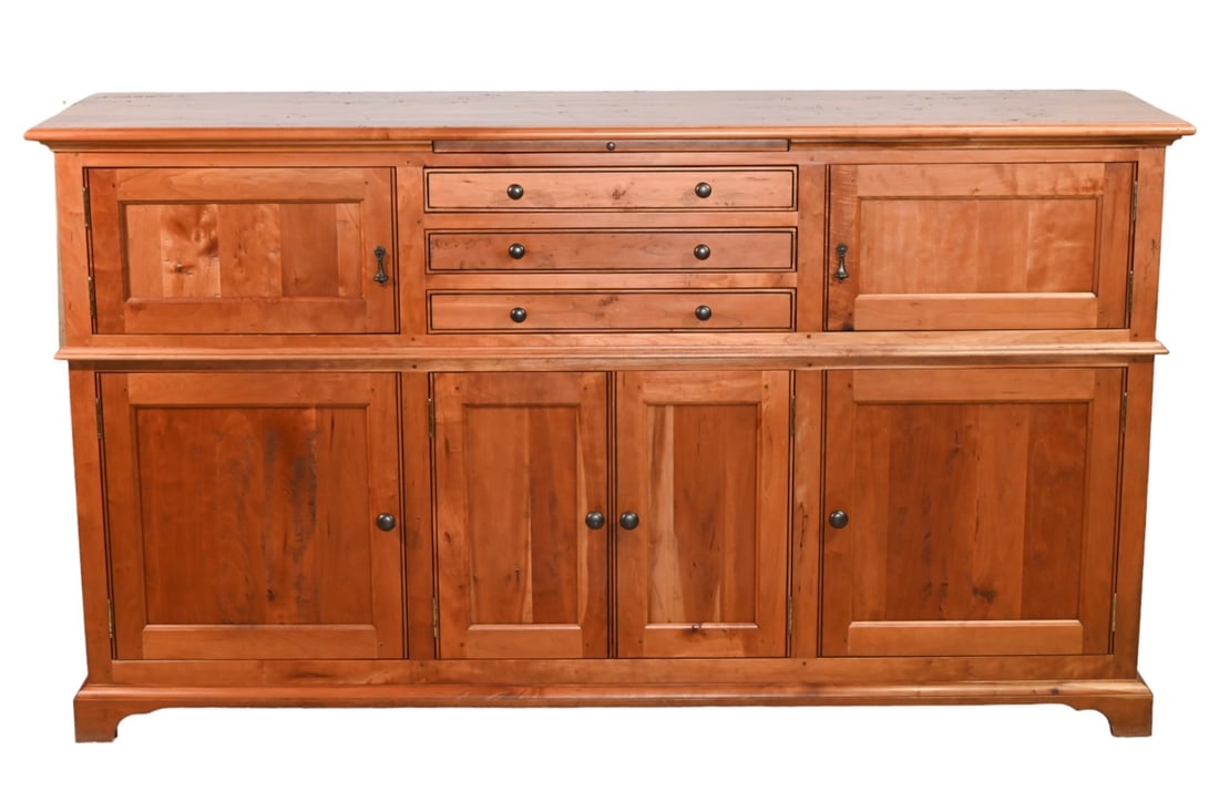 Vintage French Solid Pine Buffet Credenza Cabinet (1 of 17)