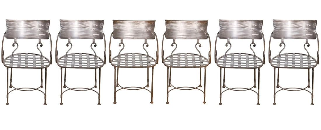 6 Italian Hand Wrought Silver Steel Dining Chairs (1 of 17)