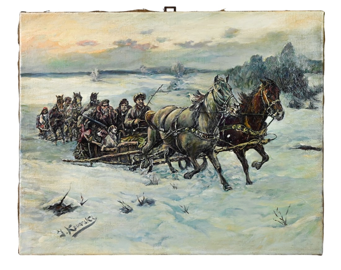 Jan Konarski Oil on Canvas Painting Winter Scene (1 of 9)