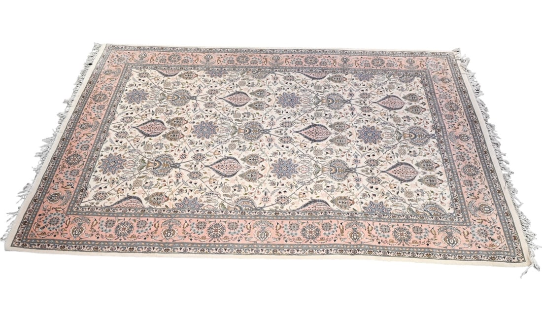 Oriental Hand Knotted Wool Carpet Pink Ivory (1 of 11)