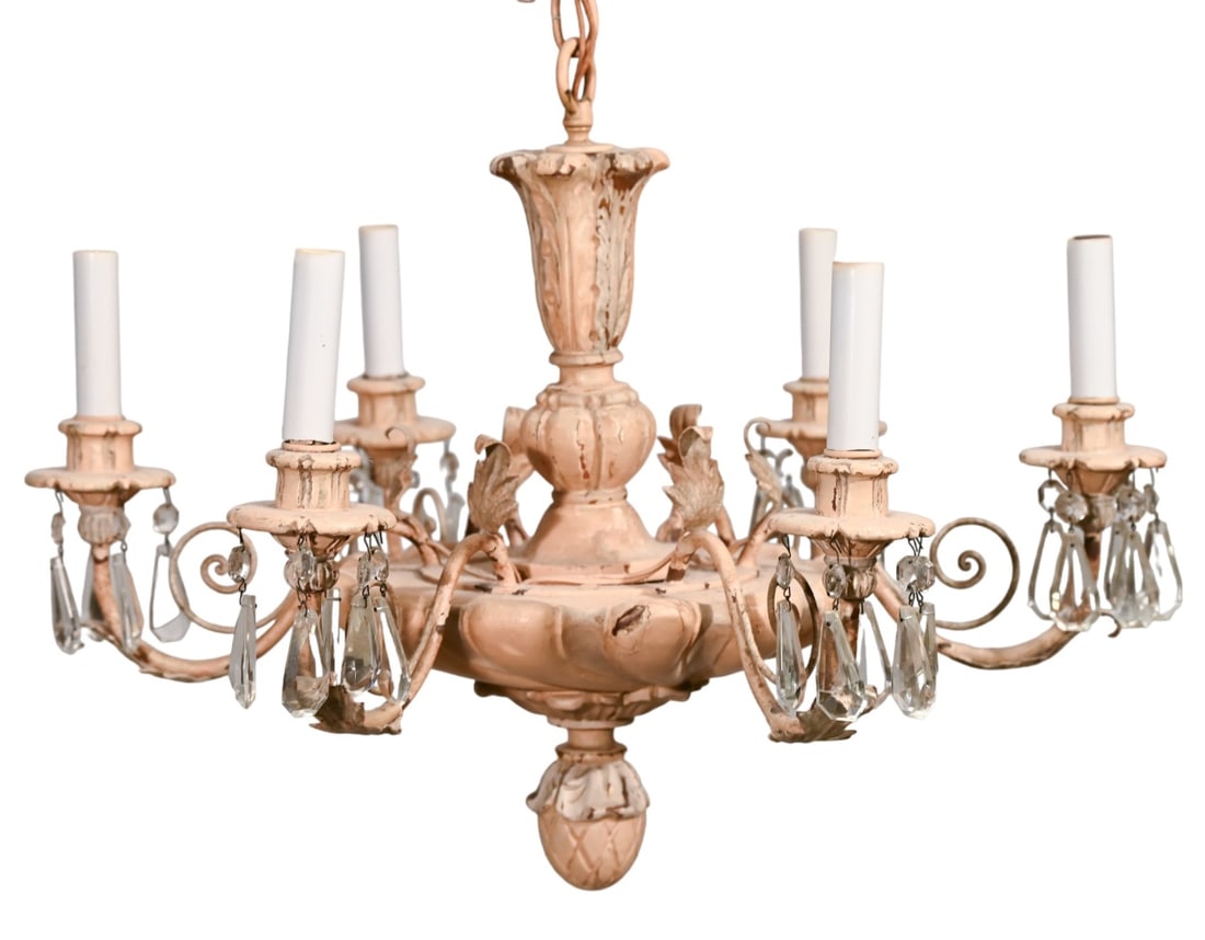 French Provincial Carved Plaster & Tole Chandelier (1 of 13)